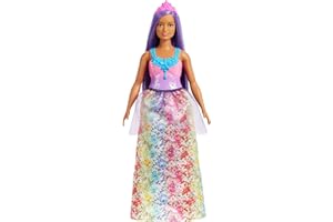 Barbie - Dreamtopia Royal Bambola Curvy, Capelli Viola con Corpetto Scintillante, Gonna da Royal e coroncina, Giocattolo per Bambini 3+ Anni, HGR17