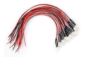 ‎SEAFRONT Diody LED, 10 szt. 12 V 0,06 W 5 mm kabel świetlny LED elektroluminescencyjna dioda z 20 cm wstępnie przewodowa, wielokolorowa (biała)