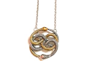 giulyscreations Collana l'Auryn Metallo Nichel Free Ispirato Doppio Colore Tono Argento Tono Oro La Storia Infinita Bastian Atreiu Falcor Fantasy Snake Serpenti Medaglione Cosplay