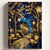 Sayılarla Boyama Tuval Hobi Seti IŞIKLI YOL Temalı Fır&ccedil;a ve Boya Dahil Set (&Ccedil;ıtalı) 40x50 CM Kendin Yap Sayılarla Tuval Boya 