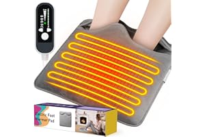 Scaldapiedi Elettrico 40x40cm, Mefine Scalda Piedi Casa con Riscaldamento Doppio Strato, Scaldini Piedi 4 Timer e 6 Livelli di Temperatura, Super Morbido Termoforo Elettrica Piedi per Letto Ufficio