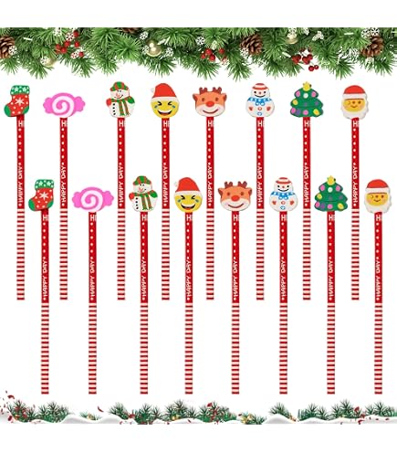 Kerstpotloden, 32 stuks kinderpotlood, potlood met gum Kerstmis, houten Kerstpotloden, 32 stuks kinderpotlood, potlood met gum Kerstmis, houten