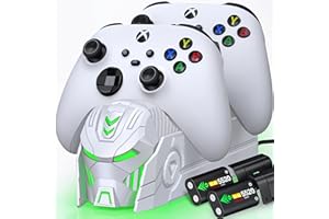 HASACOOL Controller Charger Station with 2 x 5520mWh Rechargeable Battery Packs for Xbox Series/One x/s & Elite Controller, Dual Charging Dock for Xbox Series X & S with 4 Covers