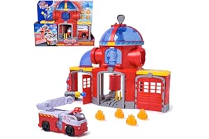 Paw Patrol Fire Rescue - Estación de Bomberos con Lanzamiento de proyectiles, Efectos de luz y Sonido, Figura de Perro Marshall y vehículo de Bomberos, Juguete para niños a Partir de 3 años