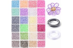PRETTME 2mm Glass Seed Beads for Bracelet Making Kit, 7200pcs 24 Colors Small Pony Tiny Beads for Embroidery Necklaces Earrings Crafting, Jewellery Making Kit