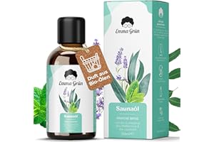 ‎EMMA GRÜN Emma Grün® Saunaaufguss Eukalyptus Bio 100ml [BIO EUKALYPTUS & MENTHOL] - Sauna Aufgussmittel mit Eukalyptus, Menthol & Lavendel Öl - Saunaöl Bio Ätherische Öle - Saunaduft für Kühle Frische