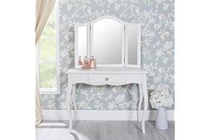 ROMANCE FURNITURE Romance Antique White dressing Table with crystal handle. French dressing table with drawer (mirror not included)