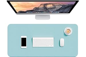 Hsurbtra Sous-main en cuir PU de 76,2 x 35,6 cm - Tapis de souris extra large - Imperméable - Très fin - Grand tapis de clavier d'ordinateur portable - Antidérapant - Bleu