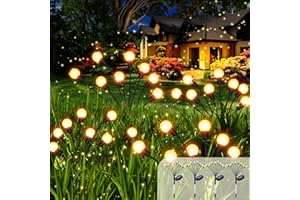 Lvelfe Solarlampen für Außen Garten 4 Stück Glühwürmchen Solarleuchten Garten Aktualisieren Sie die Glühbirne, mit 2 Modi 32LED Licht ist Winddicht und Regendicht, Passend für Gärten, Wege, etc.