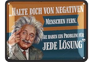 LANOLU Cartel de chapa retro con texto en alemán "Problem für jede Lösung - Poster aus Metall mit Zitat, Geschenke für Freundinnen Lebensweisheiten in Shabby Deko Style, Sprüche Vintage Metallschild