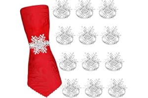 AITSITE Christmas Napkin Rings, 12 PCS Snowflake Snowflake Silver Napkin Rings Set of 12 Christmas Xmas Table Decoration Napkins Rings for Christmas Lunch Thanksgiving Party Holiday Wedding Table Decoration