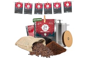 ‎BARISTA ROYAL Premium Kaffee Adventskalender inkl. 600ml French Press - Mit Liebe geröstet von Menschen mit Behinderung - Geschenk - fair - 24 x 30 g - gemahlen