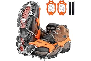 LOVCOYO Ice Snow Grips for Shoes and Boots, 24 Spikes Traction Cleats Anti Slip Ice Cleat Spikes Crampons, Stainless Steel Safety for Winter Climbing Hiking