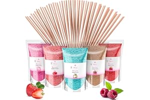 MK MISSKANDY SINCE 2019 Misskandy®-Sucre Barbe à Papa pour machine- Arômes et Colorants Naturels - Lot de 5 * 160GR (Fraise-Cola-Pomme-Marshmallow-Framboise) / poudre barbapapa+ 20 Bâtonnets (offerts) - MADE IN FRANCE