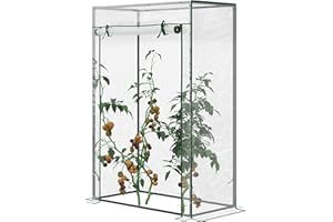 Outsunny Tomato Greenhouse with Roll-up Door, Mini Greenhouse with PVC Cover, Outdoor Grow House Small Green House for Yard, Balcony, Garden, 100 x 50 x 150cm, Transparent