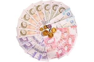 NAVOYS Sterling Pound Play Money Set - Notes and Coins for Bank and Shop Role Play, Educational Learning Toys, Literacy - Numeracy Pretend Play Set