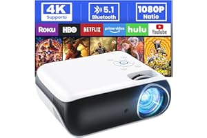 HOPVISION Proiettore, 9500Lumen Proiettore 4K Supportato, Mini Proiettore Portatile Bluetooth Full HD 1080P, Videoproiettore Home Cinema Compatibile con Smartphone/HDMI/USB/Laptop/Fire Stick/PS5