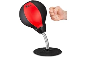 Tech Tools Stress Buster Desktop Punching Bag - Suctions to Your Desk, Heavy Duty Stress Relief Ball, Funny Gifts for Boss or Coworker