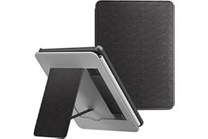 MoKo Case Fits ALL-new Kindle Paperwhite 11th Generation-2021, Lightweight PU Leather Cover Stand Shell with Hand Strap for kindle Paperwhite 2021 kids & Signature Edition 6.8", Black