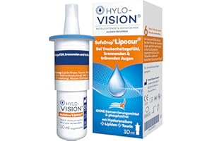 Hylo-Vision SafeDrop Lipocur Augentropfen – 3-facher Schutz & Linderung bei Trockenheitsgefühl, brennenden, tränenden Augen & Lipidmangel, konservierungsmittelfrei, geeignet bei Kontaktlinsen, 10 ml