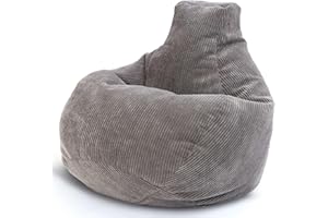 ‎GREEN BEAN Green Bean® Sitzsack mit Rückenlehne 80x80x90cm - Gaming Chair mit 230L Füllung Cordstoff - Bean Bag Bodenkissen Lounge Sitzhocker Relax-Sessel Gamer Gamingstuhl Hellgrau