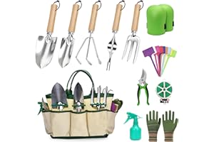 WIEERDA Garden Tools Set, 12 Pieces Gardening Hand Tool Gift Kit, Heavy Duty Stainless Steel Gardening Gifts with Storage Bag for Women & Men for Christmas, Birthdays, Holiday