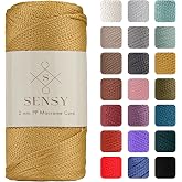 Sensy Premium Polyester Rope 2 mm, 230 Metres, 100% Polypropylene, Macrame Rope, 2 mm Crochet Yarn, Gift for Weaver (Mustard)