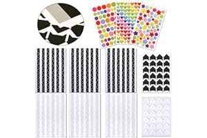 SONEER Photo Corners，660 Pcs Self Adhesive Scrap Book Sticking Accessories with Rainbow Stickers, Mounting Photo Wall Stickers for Scrap Book, DIY Picture Album, Personal Journal, Craft