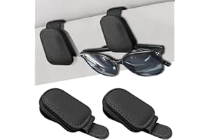 HALERCAY 2 Stück Sonnenbrillenhalter für Auto-Sonnenblende, magnetische Leder Brillenhalterung,multifunktionaler Visier Clip,universeller Clip für Sonnenbrillen und Tickets, Auto Visier Zubehör (Schwarz）