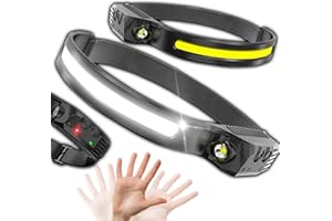 Retoo Linterna frontal LED recargable IPX4 superbrillante, 4 modos de luz, USB C, sensor de gestos, linterna frontal LED para correr, camping, senderismo, linterna de cabeza de camping