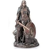 Veronese Design 8 1/4 Kalkan Freya İskandinav Aşk Tanrı&ccedil;ası G&uuml;zellik ve Savaş Soğuk D&ouml;k&uuml;m Re&ccedil;ine Heykel Antik Bronz Kaplama H