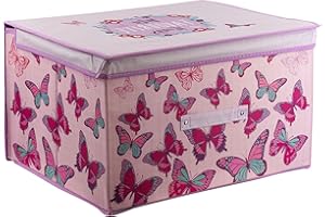 THE MAGIC TOY SHOP Large Collapsible Jumbo Storage Box Folding Storage Chest Kids Room Tidy Toy Box (Butterfly)