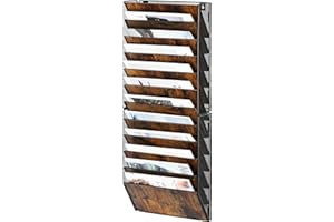 Solinxe Porte Document Mural 12 Étages en Bois - Organisateur Bureau A4 pour Papiers, Revues, Fichiers avec Rangement Intégré, Noir/Antique (Maison, École, Bureau)
