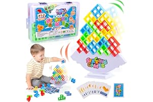QUXV Tetris Giocattolo Impilabile, 64 Pezzi Blocchi di Costruzione Tetris, Tetris Balance Toy Tower per Ragazzi e Ragazze dai 3+ AnniGiocattolo Educativo Montessori