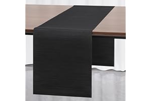 Myir JUN Table Runner, Washable Table Runner Roll Table Ribbon Table Decorations for Birthday Wedding, Party, Home Outdoor and Restaurants 12" x 72" (Black)