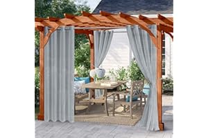 GYHH Sheer Outdoor Curtain for Patio/pergola Waterproof, Stainless Steel Rustproof Grommet Light Filter Indoor Outdoor Voile Panel for Cabana/Abror (Gray,2x132*274cm)