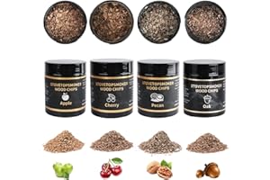 BORUIT Chipsy wędzarnicze z drewna, 90 g, 100% wszystko naturalne, aromatyczne chipsy z drewna kadzidłowego, wysoka jakość jabłek/wiśnia/dąb/chipsy Hickory Barbecue Smoker, szczególny aromat dymu (wiśnia, dąb, orzechy, jabłka)