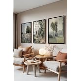 Zestia Siyah &Ccedil;er&ccedil;eveli 3&rsquo;l&uuml; Tablo Seti, Klasik Manzara &ndash; Soft Tonlar, Salon Set No: 30120 50 x 70