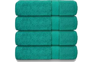 BELLACASA Casabella Juego de Toallas de baño de Gran tamaño de algodón Egipcio Peinado Grande de 4 Piezas, 100% algodón, Jade, 4 Toallas de baño