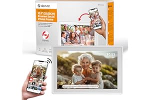 Denver Digitaler Bilderrahmen Weiß 10,1 Zoll mit WLAN – Frameo Digital Photo Frame mit Touchscreen & 16 GB – Elektrischer Bilderrahmen mit App-Steuerung - USB & microSD