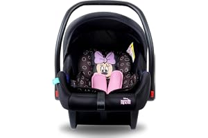 Disney Minnie Mouse Baby Car Seat/Baby Carrier Adjustable Canopy And Handle Extra Protection 3 Point Safety Harness Suitable From 0 Months To 12 Months, Upto 13Kg Official Disney Product, Multicolor