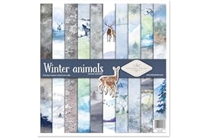 ITD Collection - Emballage Scrapbooking 12 x 12 pouces, Papier Scrapbooking, Papier Décor, Papier Carton - 310 x 320 mm (SLS-022 - animaux hiver)- HS code 48025890