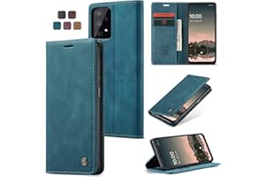 WJXEXRS Handyhülle für Samsung Galaxy A32 / M32 5G Hülle, Premium Klapphülle Leder Schutzhülle Klappbar mit Kartenfach Ständer Magnet Handytasche Standfunktion Flip Case Lederhülle Galaxy A32-Blaugrün