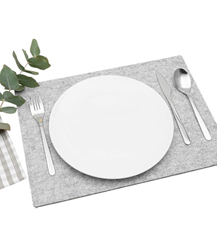 Set Di 6 Tovagliette In Feltro Grigio Chiaro - Rotonde, Antigraffio E Antirumore Per Tavoli - 5