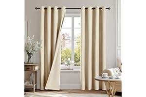 Deconovo Double-sided Microfiber 100% Blackout Curtains 90 Drop Thermal Insulated Noise Reducing Eyelet Curtains for Girl's Room, Taupe W52 x L90 inch, 2 Panels