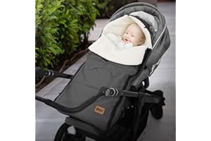 Joyz Chancelière pour Bébé, Polyester, Anthracite, Sac de Couchage Universelle, Fermeture Éclair, Résistante aux Intempéries, Picots Antidérapants, Couverture Douillette d'Hiver, Poussette/Siège Auto
