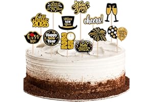 DPKOW 24 Stück Happy New Year Tortendeko 2025 Cupcake Topper Picks Muffin Deko Cake Topper für Silvester Deko 2025 Kuchen Deko Silvester Party Silvester Tischdeko