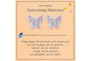 FEHKI Ohrringe Silber,Mädchen Ohrringe, Schmetterlings-Ohrschmuck Geschenke für Geburtstag, Valentinstag, Weihnachten für Schmetterlings-Liebhaber/Tochter/Enkeltochter/Nichte/Jugendliche