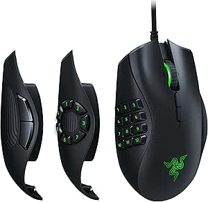 Razer Naga Trinity - Modular Wired Gaming Mouse (3 Interchangeable Side Plates, 16,000 DPI 5G Optical Sensor, Up to 19 Programmable Buttons) Black