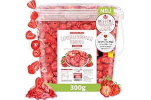 ‎MEERBACH & ROSE ERDBEEREN GEFRIERGETROCKNET 300g, fruchtige gefriergetrocknete Erdbeeren in Scheiben, gefriergetrocknete Früchte, frei von Zusatzstoffen, in Deutschland hergestellt